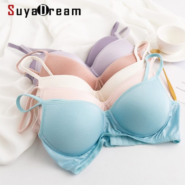 SuyaDream Women SILK Bras Wireless Bralette Seamless Bra invisible 100% REAL SILK Healthy Underwear