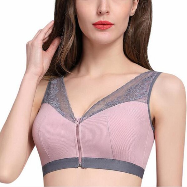 Front Closure Lace Bra for Women Full Covergae Wire Free Underwear Lightly Padded Push Up Lingerie M L XL XXL XXXL Free shipping