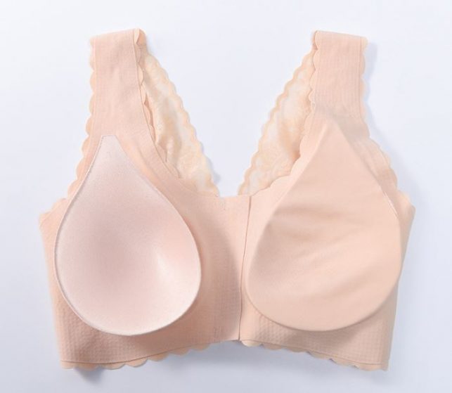 Wireless Front Zipper Cotton Lining Mesh Gather Wide Shoulder Strap Full Cup Bras 34-42 B C Cup