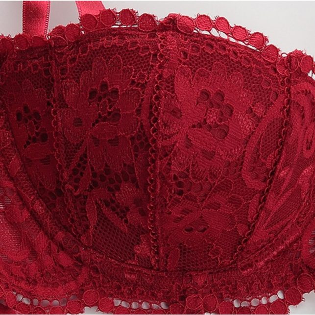 Sexy Lingerie Lace Luxurious Embroidery Push Up Bra Set 1/2 Cup Seamless Women Underwear 3 Color Plus Size A~D WI375