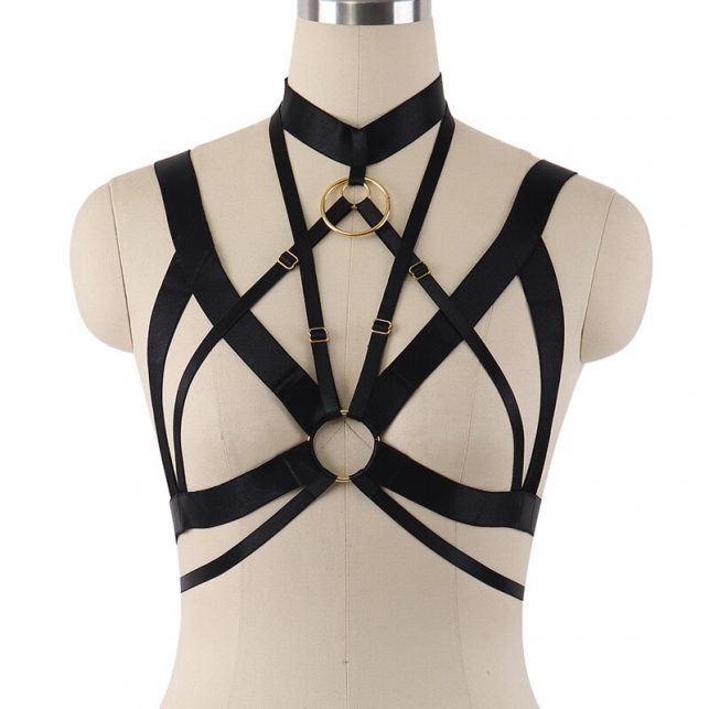 Body Harness Bra Set Black Sexy Pastel Goth Lingerie Bandage Harness Belt Women Party Carnival Wear Garter Belt