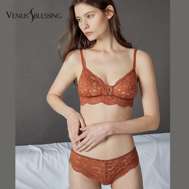 VENUS'S BLESSING sexy lace bra set push up bralette transparent erotic lingerie women underwear set