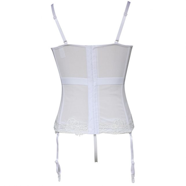 Minifaceminigirl Sexy Embrodidery Bustier White Women Corset and Bustier Over Bust Top Lingerie Push Up Bustier Corset Plus Size