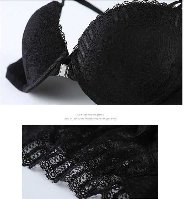 2018 Lace Front Clsure Jacquard Panty Set Sexy Bra Set Underwire Erotic Lingerie Set Ensemble Soutien Gorge Et Culotte Femme