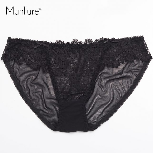 Munllure Women's ultra-thin bra transparent lace embroidery underwear sexy woman bra set