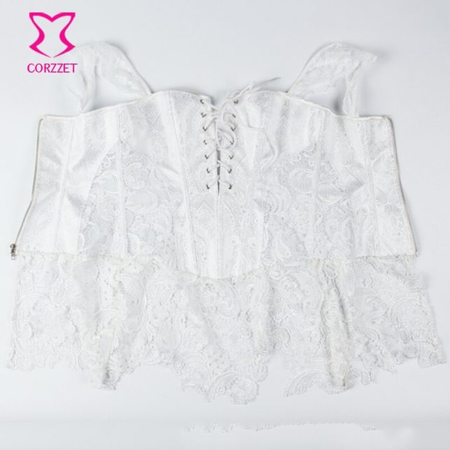 Victorian Hollow Out Lace Tight Lacing Corset Brocade White Wedding Corselet Plus Size Lingerie 6XL Sexy Corsets And Bustiers