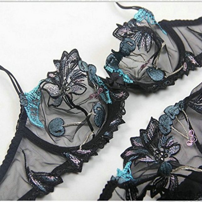 Sexy Embroidery Lace Transparent Bras Set Women's Ultrathin Lingerie Set Push Up Bra Brief Set Everyday Bras Underwear