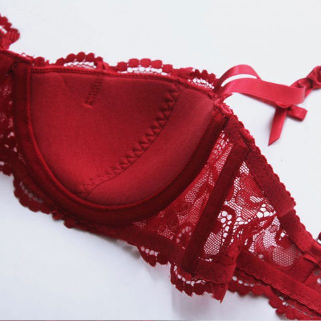 Fashion intimates embroidery lace lingerie temptation black red bride small bra underwear set sexy bra set underwear