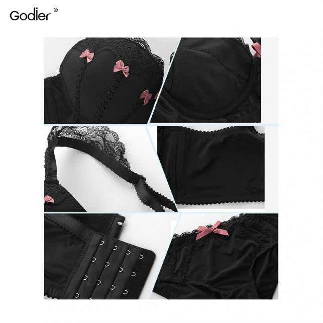 Godier women lace bra panty lingerie Set push up Bra Brief Set Comfortable togeth Pant Underwear Brassiere 3/4 Cup intimates 328