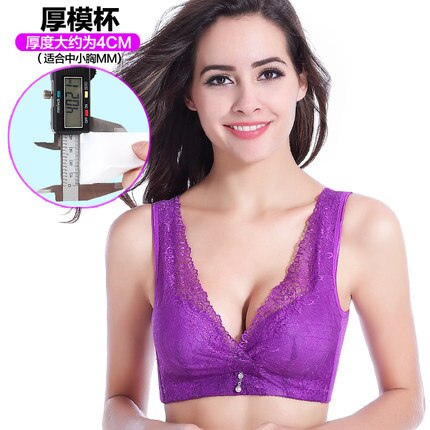 Spring Summer lace bra Wide Strap breathable Bralette Padded Bra for Women Sexy Lingerie deep v lady double cup push up bra