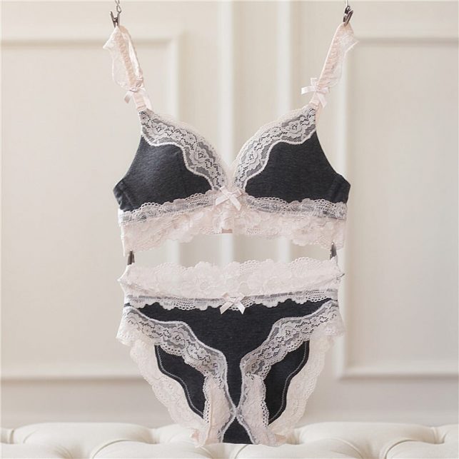 New Intimates Lace Bra Sets Women Sexy Lingerie Wireless Push Up Bra And Panties Seamless Cotton Embroidery Ladies Underwear Set
