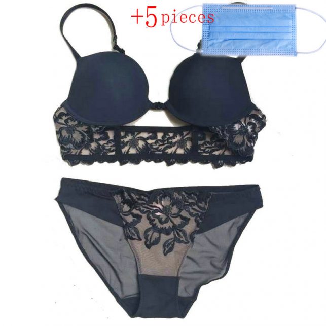 Women's sexy Bra Sets front closure and underwear set lace brassie Y-line Straps Embroidery Lingerie push up Intimates